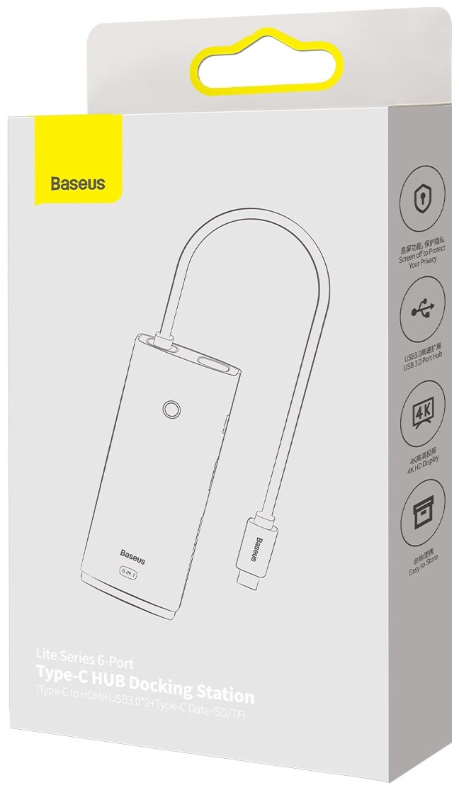 Док-станция Baseus Lite 6in1 WKQX050001 черный купить,0