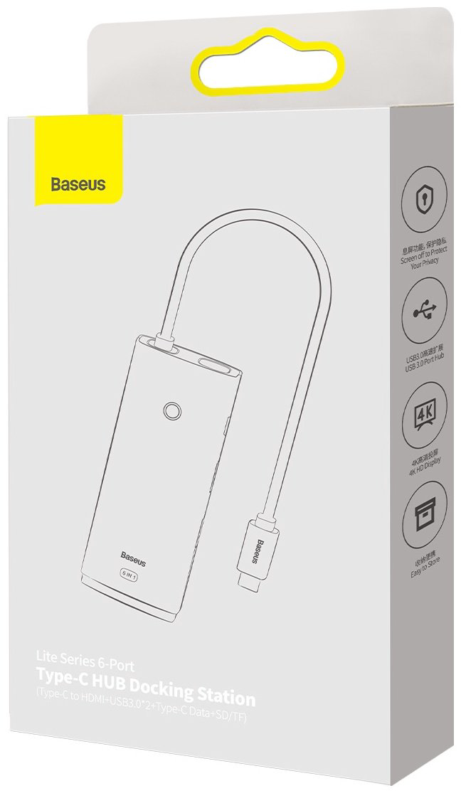Док-станция Baseus Lite 6in1 WKQX050001 черный купить,NaN