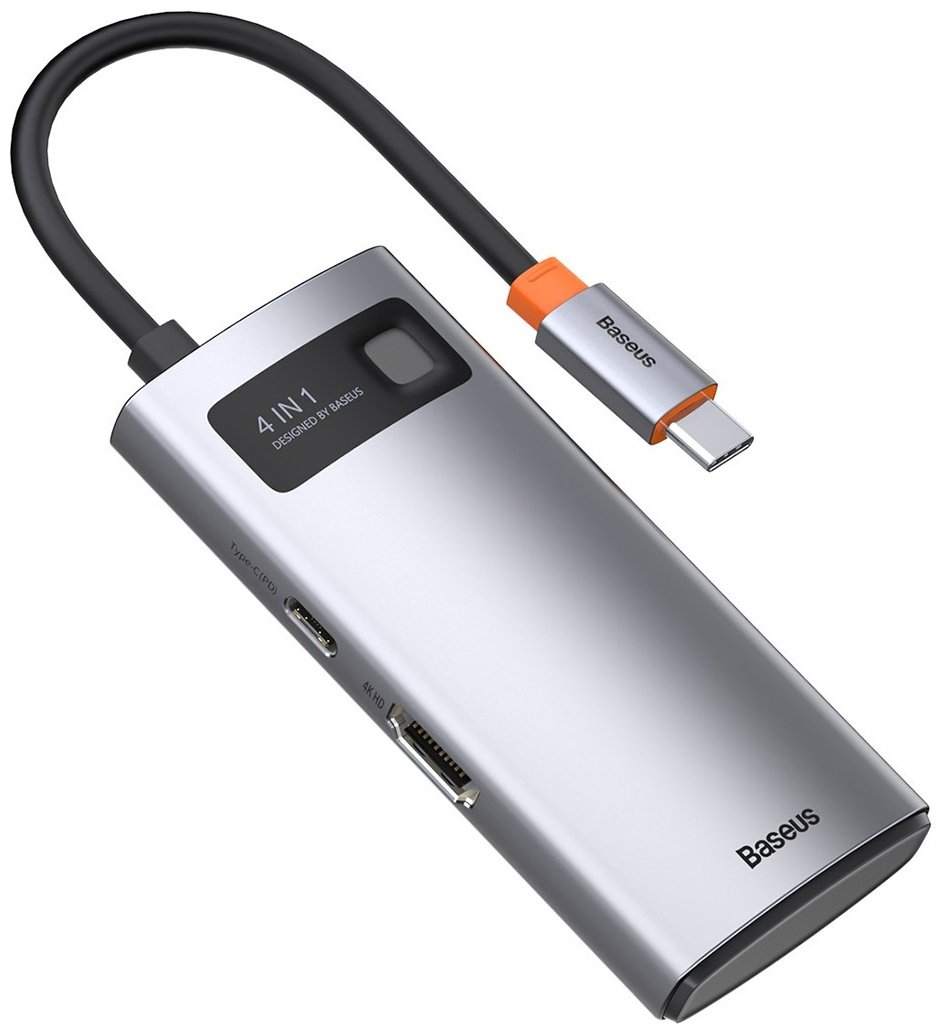 Док-станция Baseus Metal Gleam 4in1 CAHUB-CY0G серый купить,0
