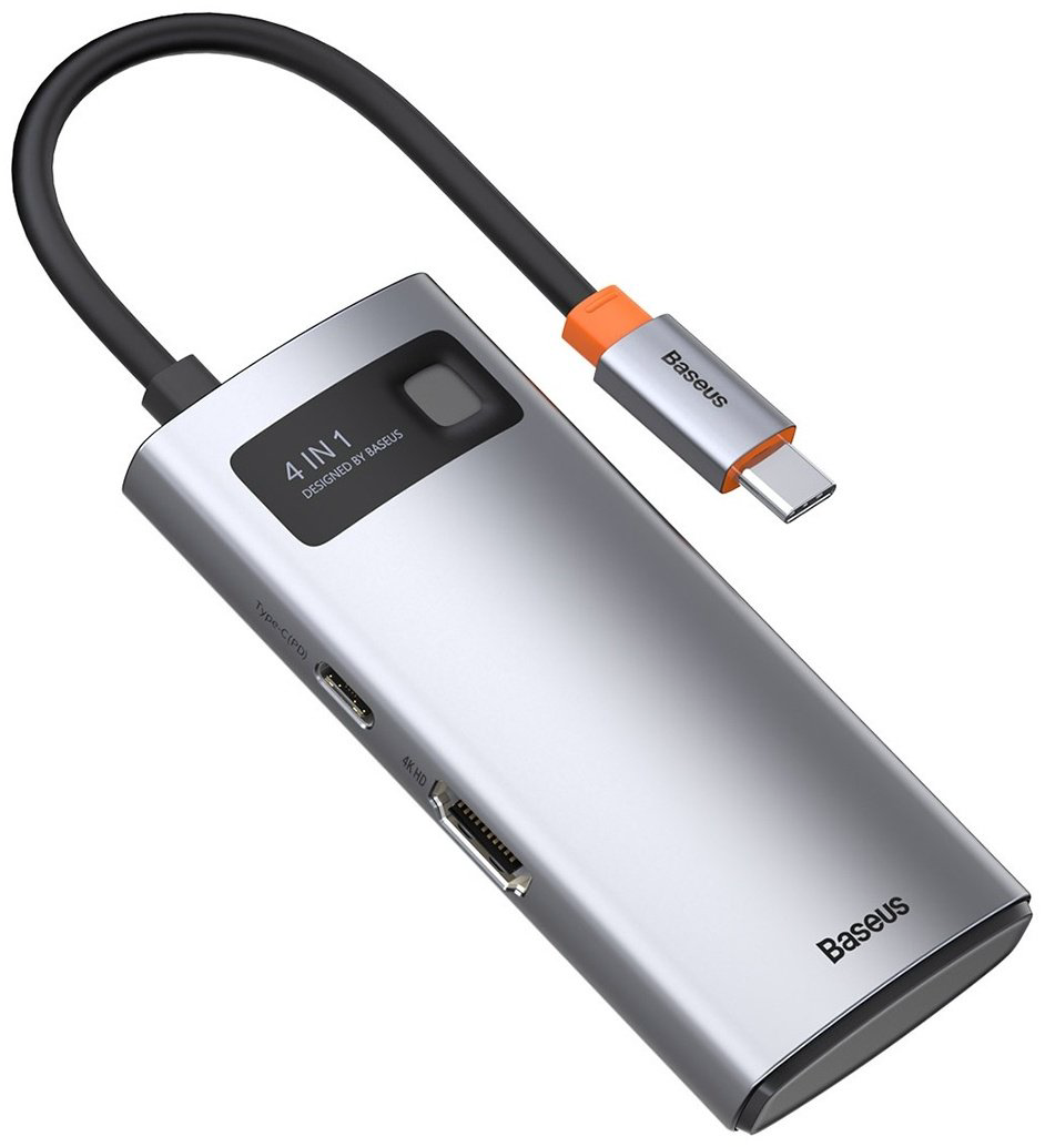 Док-станция Baseus Metal Gleam 4in1 CAHUB-CY0G серый купить,NaN