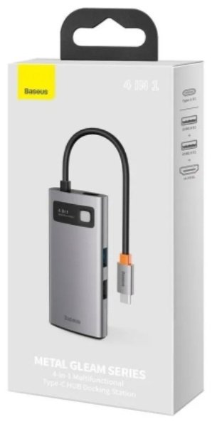 Док-станция Baseus Metal Gleam 4in1 CAHUB-CY0G серый купить,0