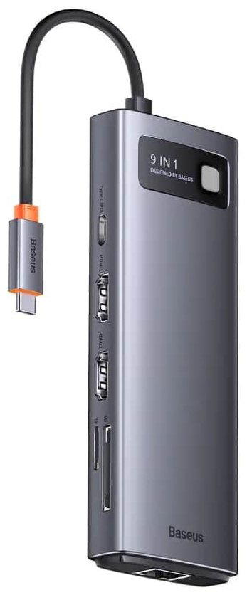 Док-станция Baseus Metal Gleam 9in1 WKWG060013 серый купить,NaN