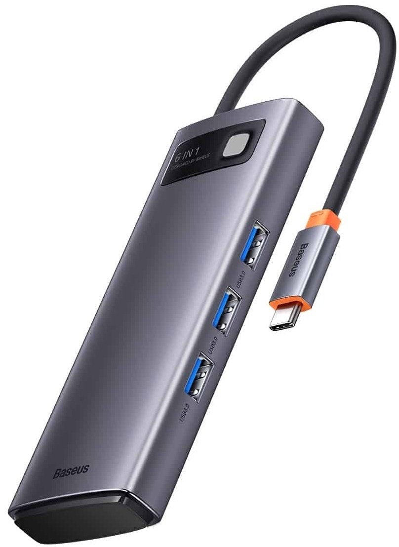 Док-станция Baseus Metal Gleam 6in1 WKWG030113 серый купить,0
