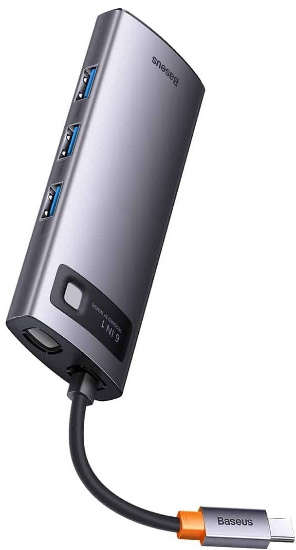 Док-станция Baseus Metal Gleam 6in1 WKWG030113 серый купить,0