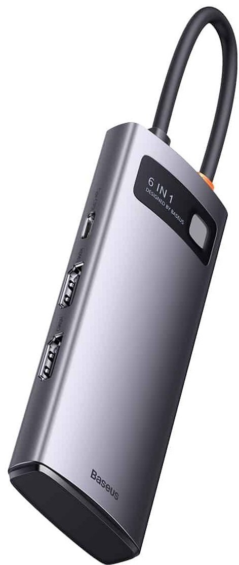Док-станция Baseus Metal Gleam 6in1 WKWG030113 серый купить,0