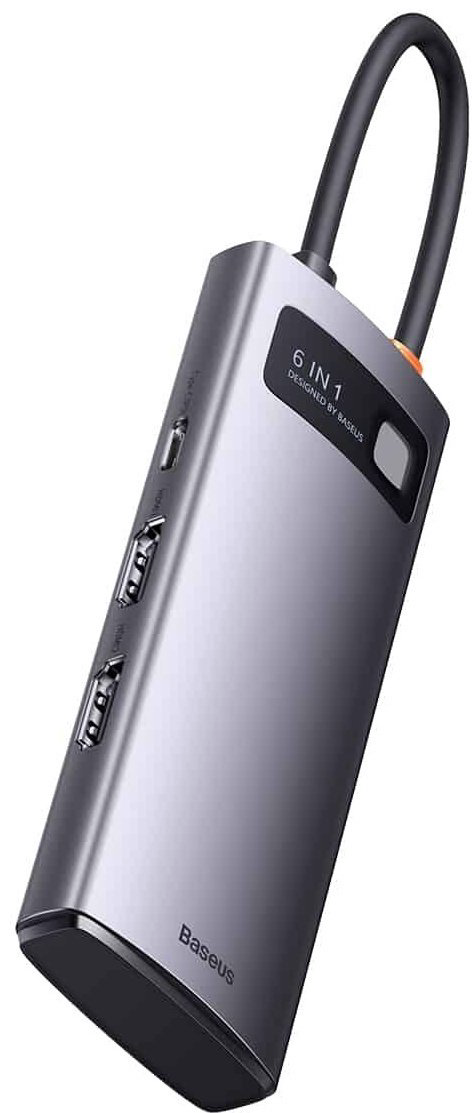 Док-станция Baseus Metal Gleam 6in1 WKWG030113 серый купить,NaN
