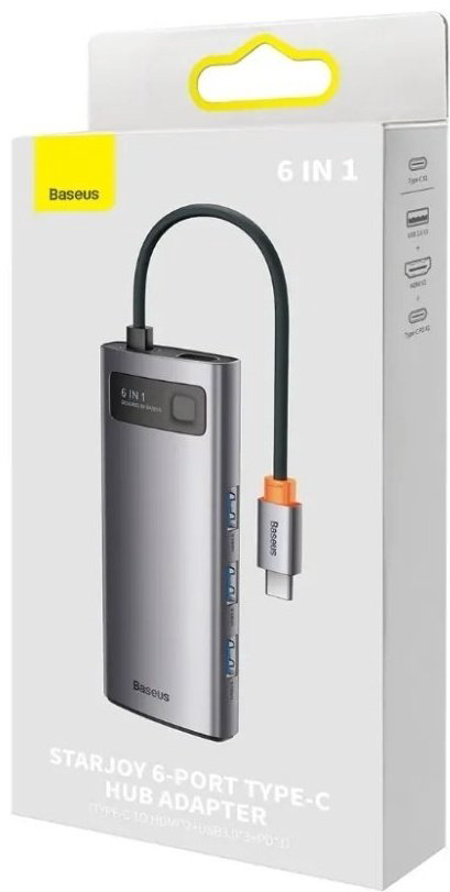Док-станция Baseus Metal Gleam 6in1 WKWG030113 серый купить,NaN