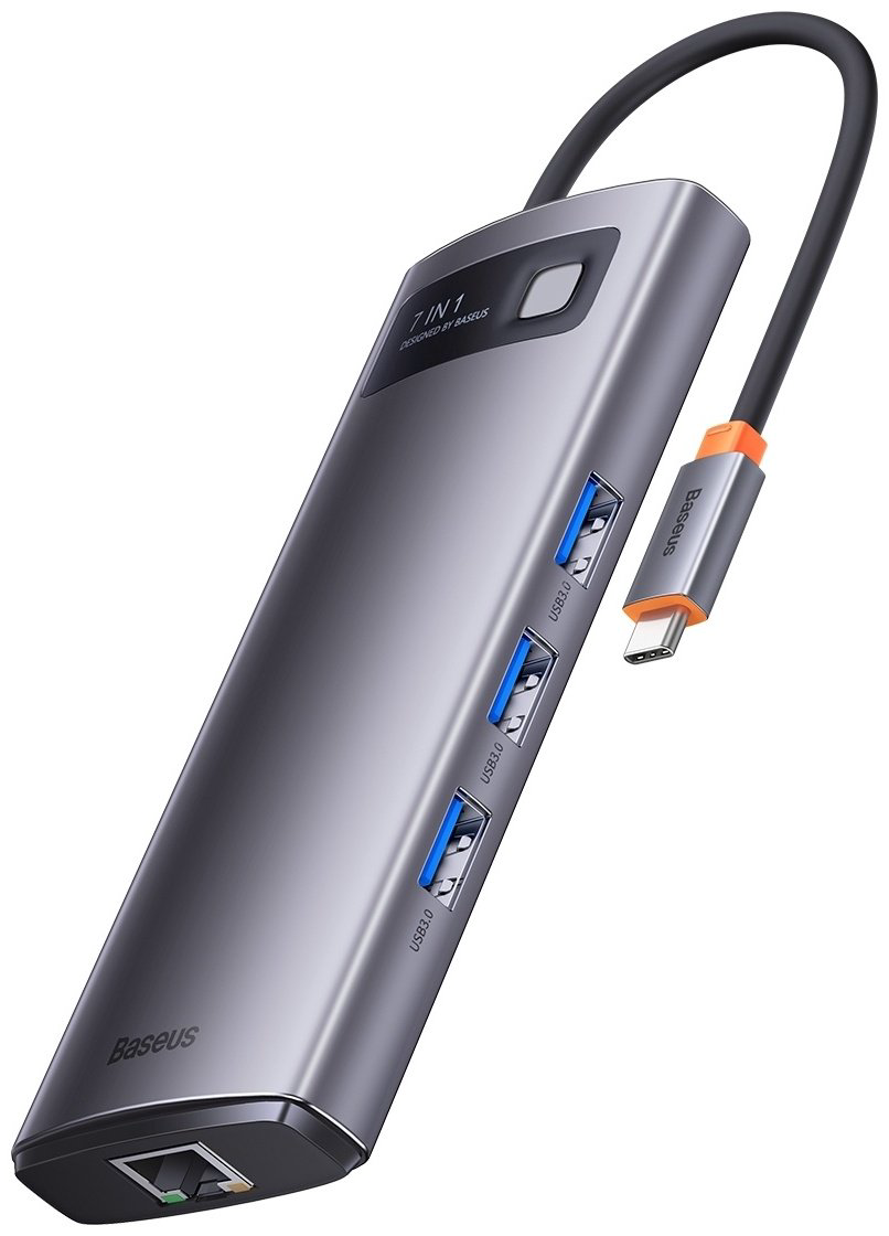 Док-станция Baseus Metal Gleam 7in1 WKWG040113 серый купить,NaN