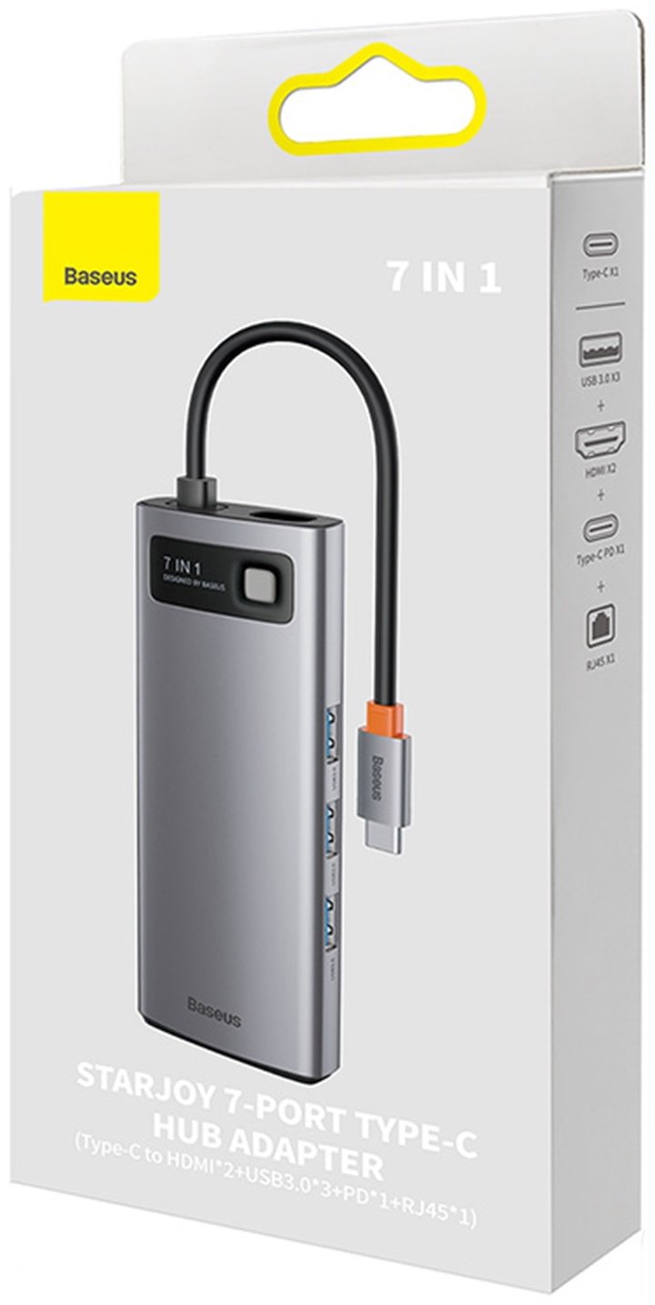 Док-станция Baseus Metal Gleam 7in1 WKWG040113 серый - ForteMarket Док-станция Baseus Metal Gleam 7in1 WKWG040113 серый купить,0