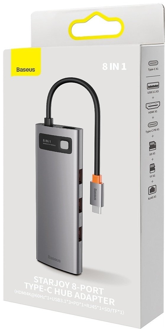 Док-станция Baseus StarJoy 8-Port WKWG080213 серый - ForteMarket Док-станция Baseus StarJoy 8-Port WKWG080213 серый купить,0