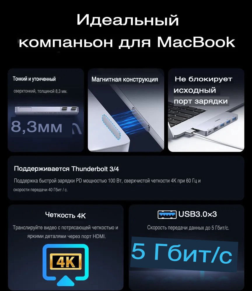 Док-станция Baseus B00052801811-04 серый купить,NaN