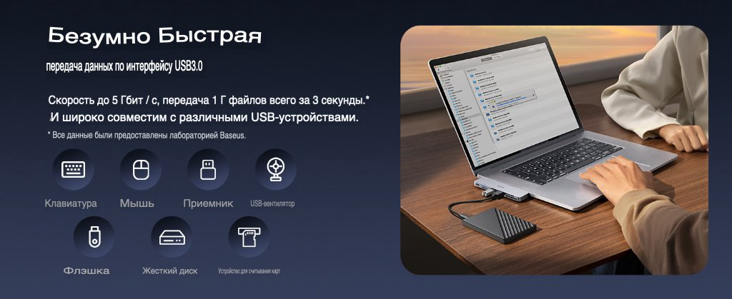 Док-станция Baseus B00052802811-03 серый купить,NaN