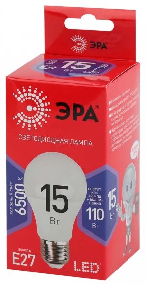 ЭРА 15W E27, светодиодная, холодный белый купить,0