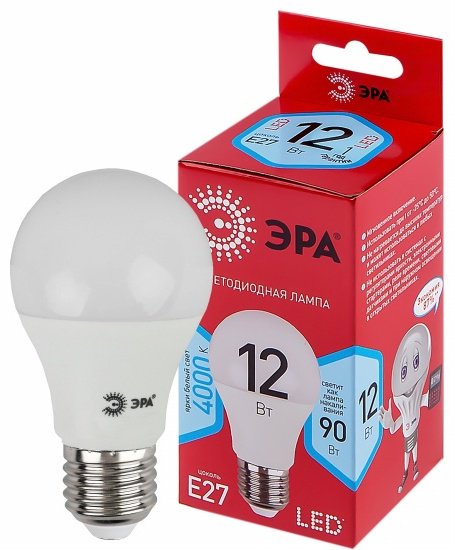 ЭРА 12W E27, светодиодная, нейтральный белый
