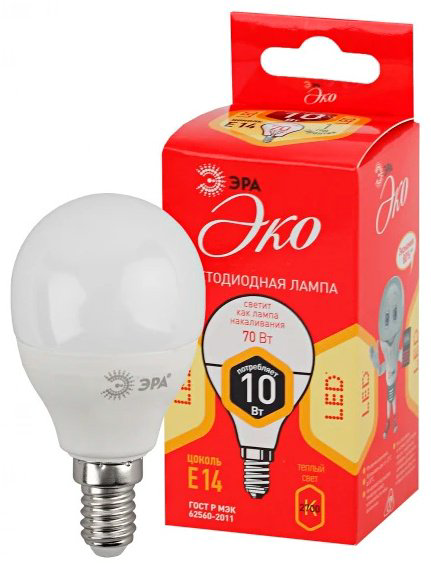 ЭРА 10W Е14, светодиодная, теплый белый купить,NaN