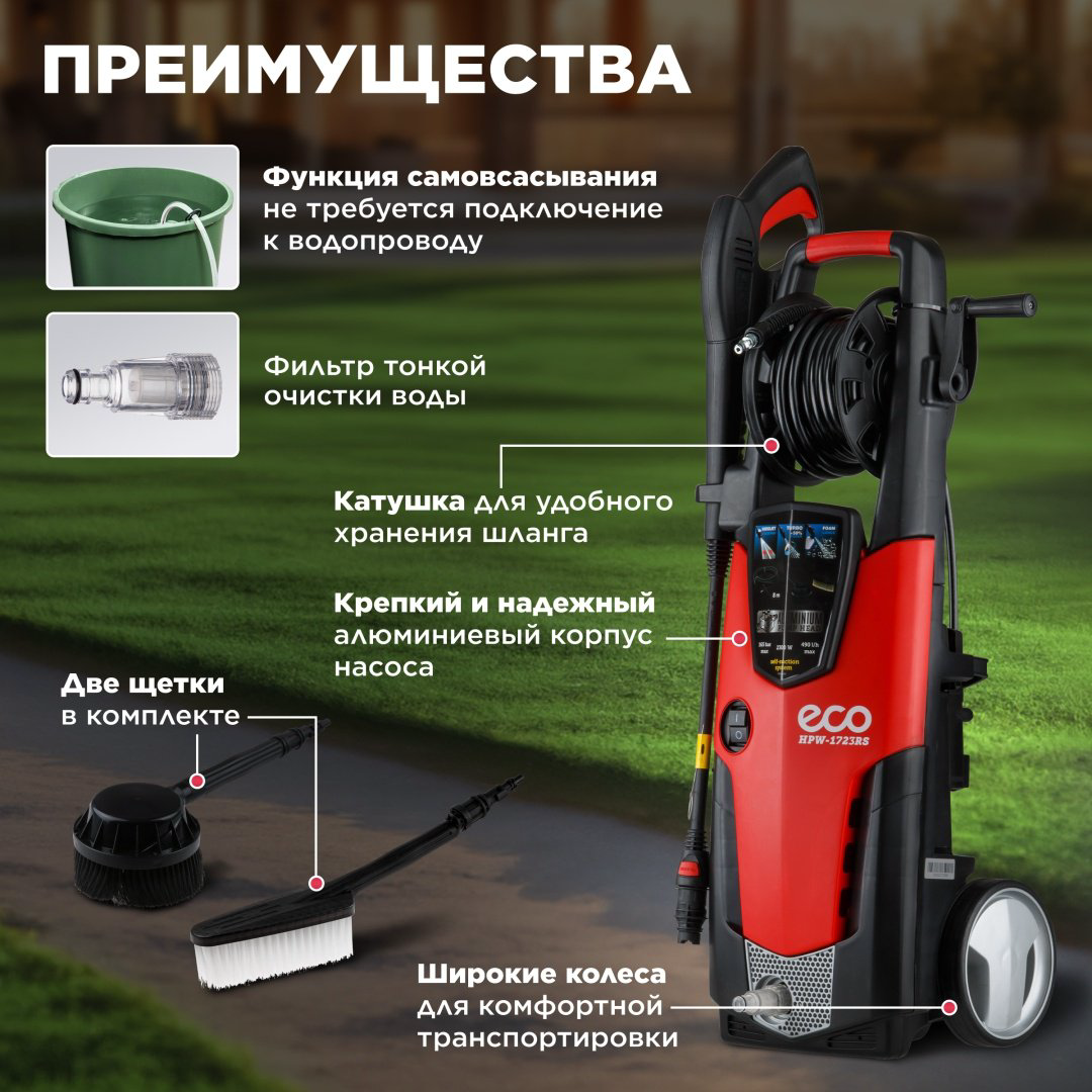 Мойка высокого давления ECO электрический 165 бар, HPW-1723RS HPW1723RS001 купить,NaN