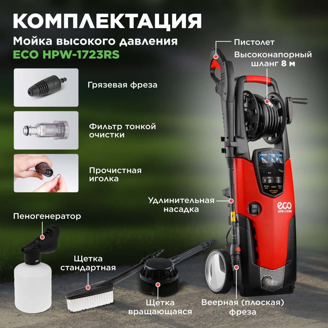 Мойка высокого давления ECO электрический 165 бар, HPW-1723RS HPW1723RS001 купить,0