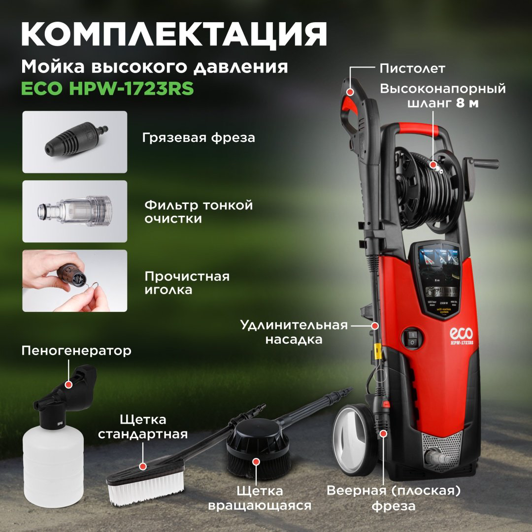 Мойка высокого давления ECO электрический 165 бар, HPW-1723RS HPW1723RS001 купить,NaN