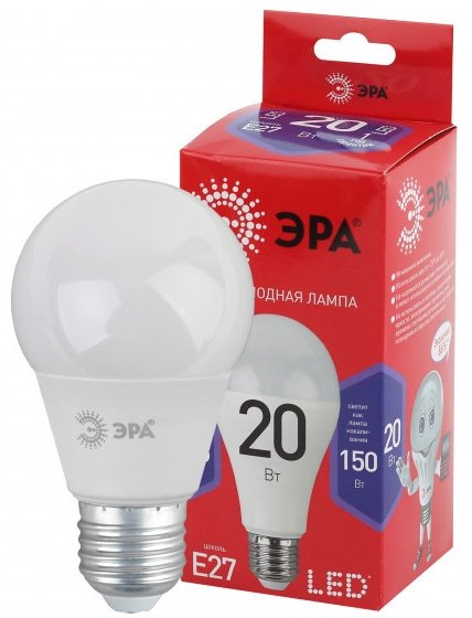 ЭРА 20W E27, светодиодная, холодный белый