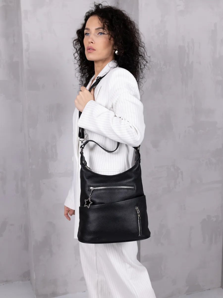 Сумка шоппер LIZA FILINNI Bags натуральная кожа черный купить,NaN