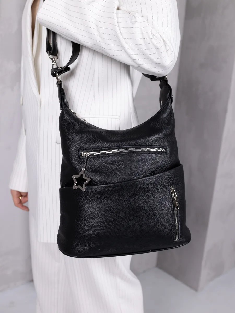 Сумка шоппер LIZA FILINNI Bags натуральная кожа черный купить,NaN
