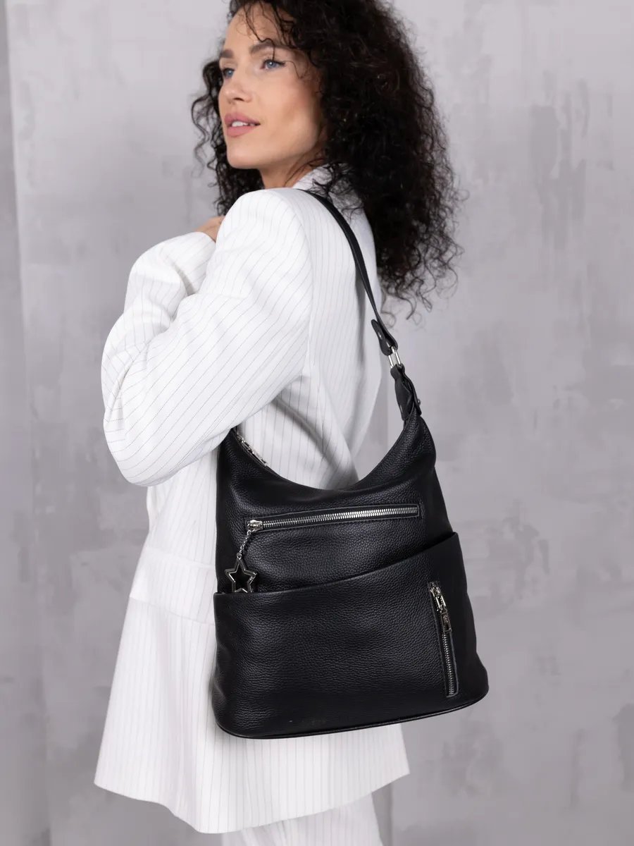 Сумка шоппер LIZA FILINNI Bags натуральная кожа черный купить,NaN
