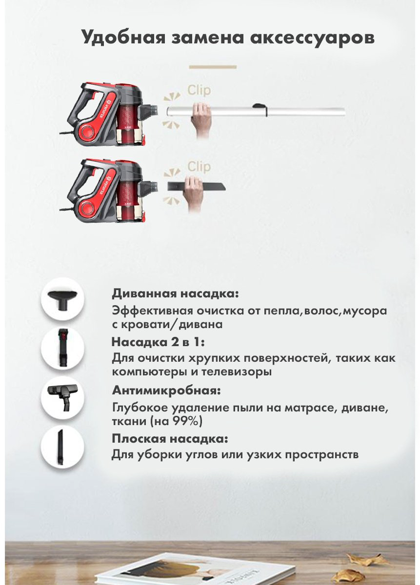 Пылесос HAUSLER Corded stik vacuum cleaner HLS-06TT5NCRBS RED красный купить,NaN