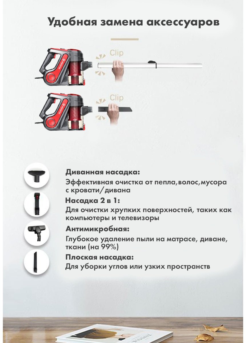 Пылесос HAUSLER Corded stik vacuum cleaner HLS-06TT5NCRBS RED красный купить,NaN