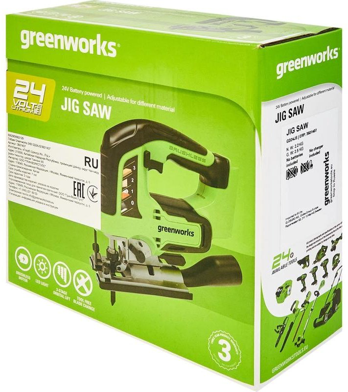 Электролобзик Greenworks GD24JS 3601407 купить,NaN