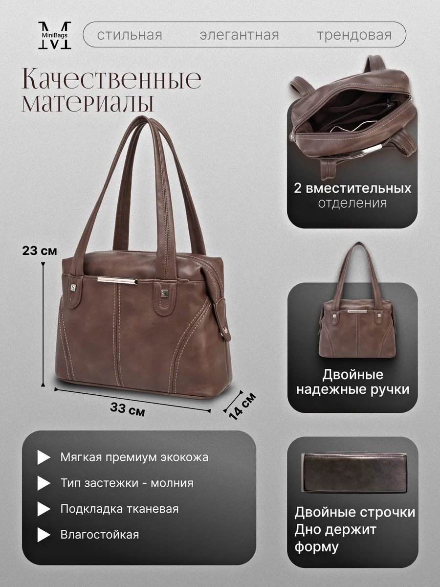 Мини-сумка MiniBags экокожа коричневый купить,NaN