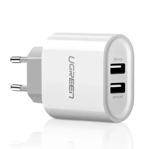 Адаптер Ugreen CD104 Dual USB Wall Charger 3.4A EU 20384 White купить,NaN