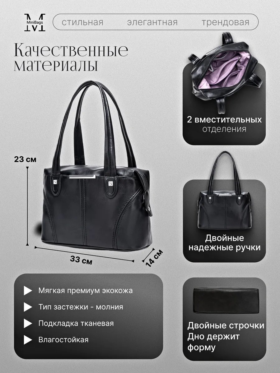 Мини-сумка MiniBags экокожа черный купить,NaN