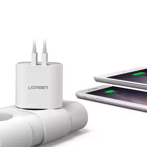 Адаптер Ugreen CD104 Dual USB Wall Charger 3.4A EU 20384 White купить,NaN