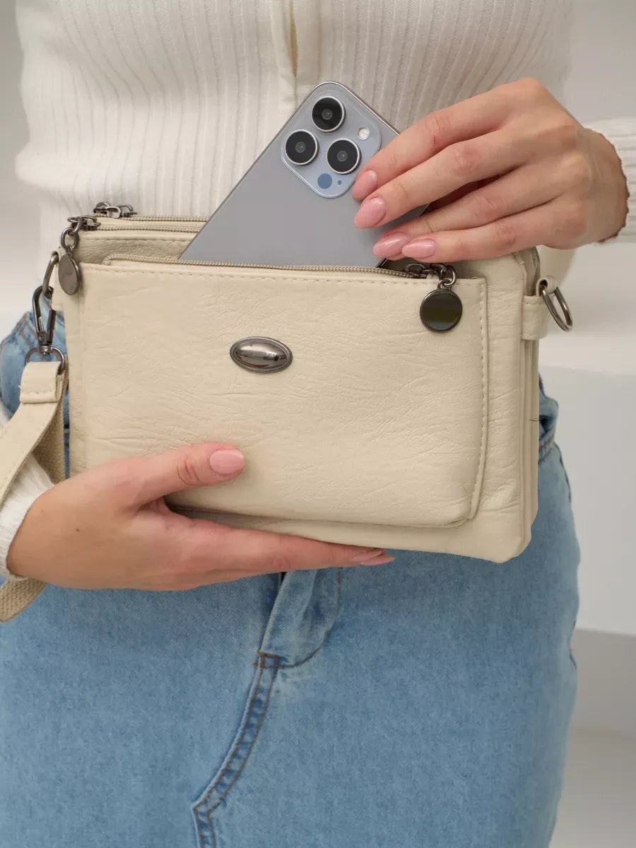 Сумка кросс-боди ToteTrend экокожа бежевый купить,NaN
