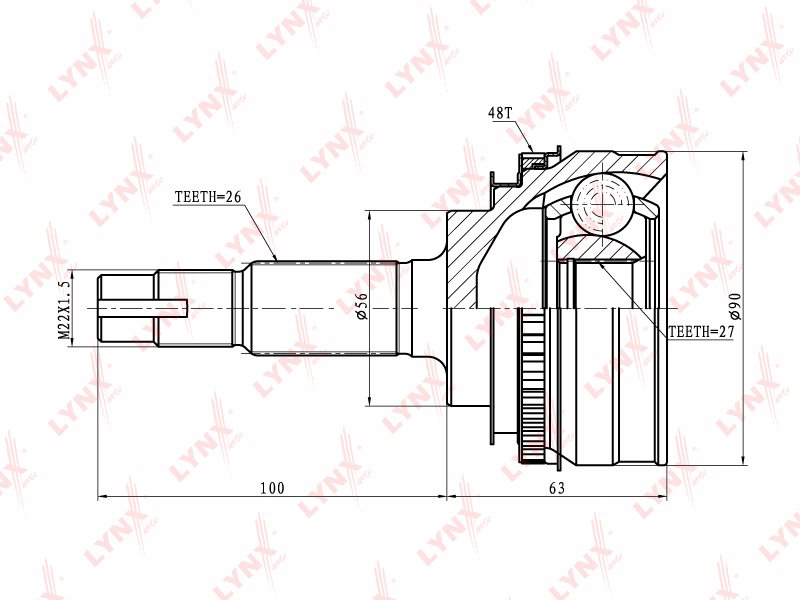 LYNXauto шрус наружный CO-7511A купить,NaN