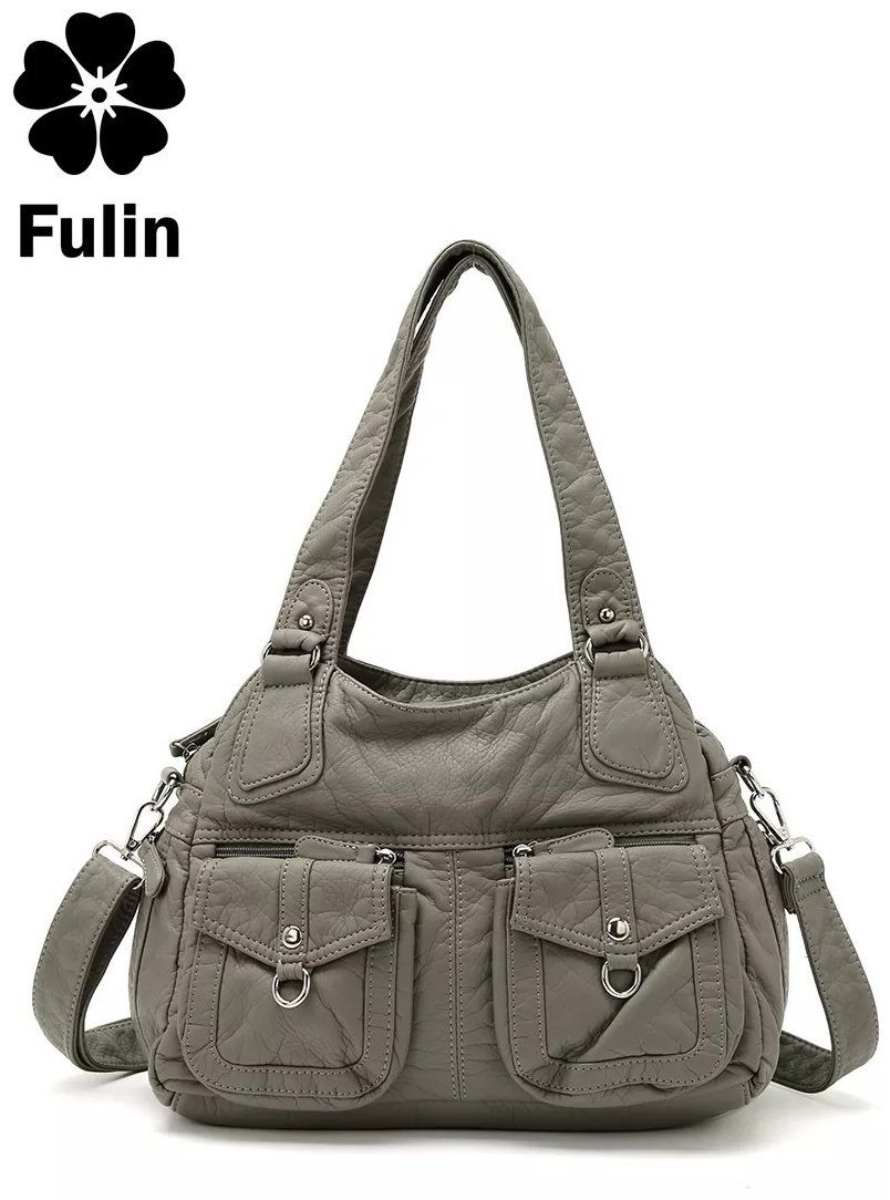 Мини-сумка FULIN экокожа серый купить,NaN