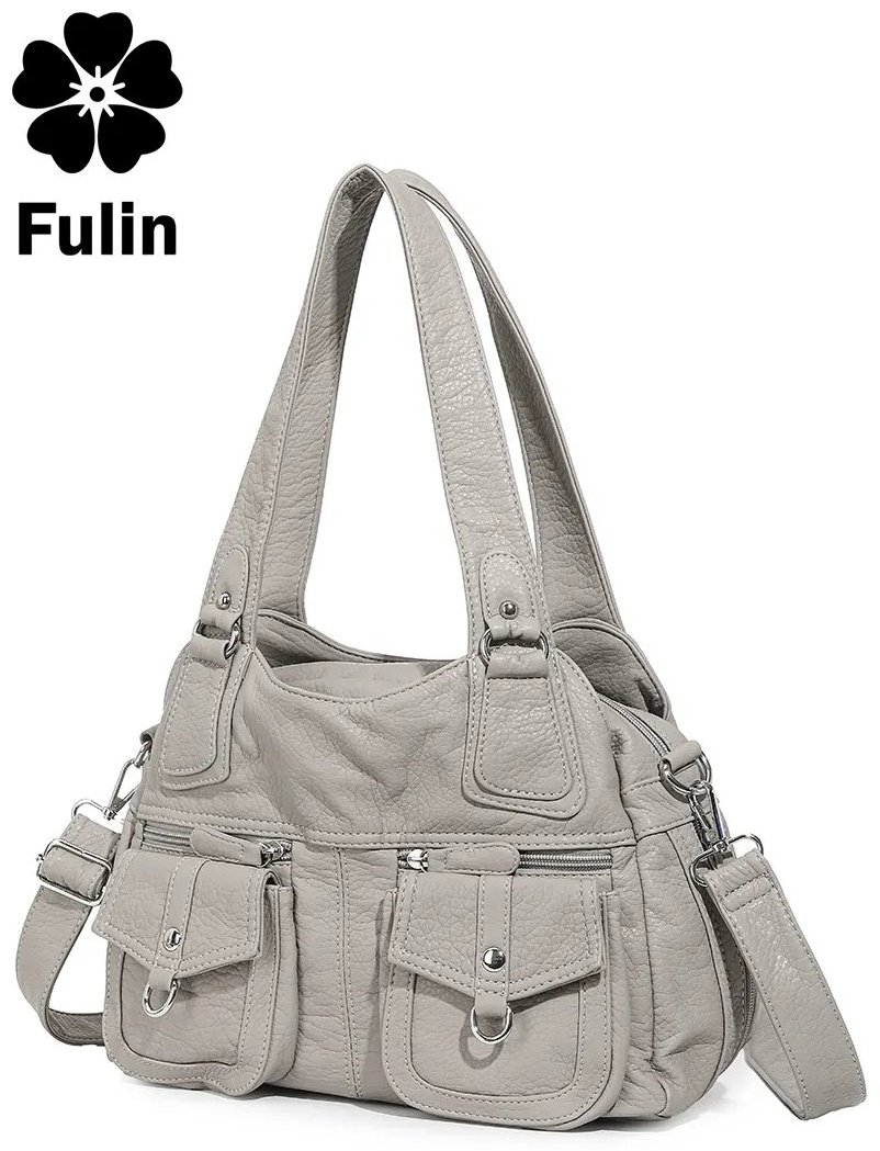 Мини-сумка FULIN экокожа серый купить,NaN