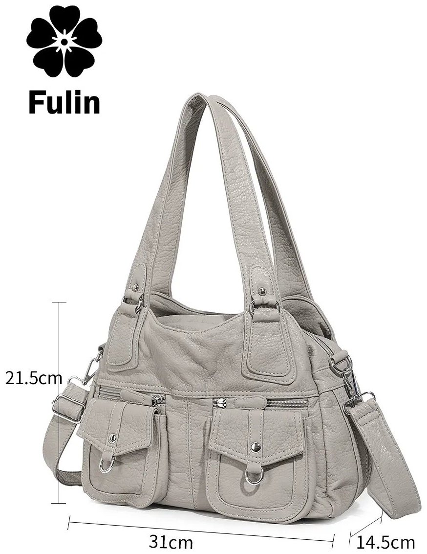 Мини-сумка FULIN экокожа серый купить,NaN