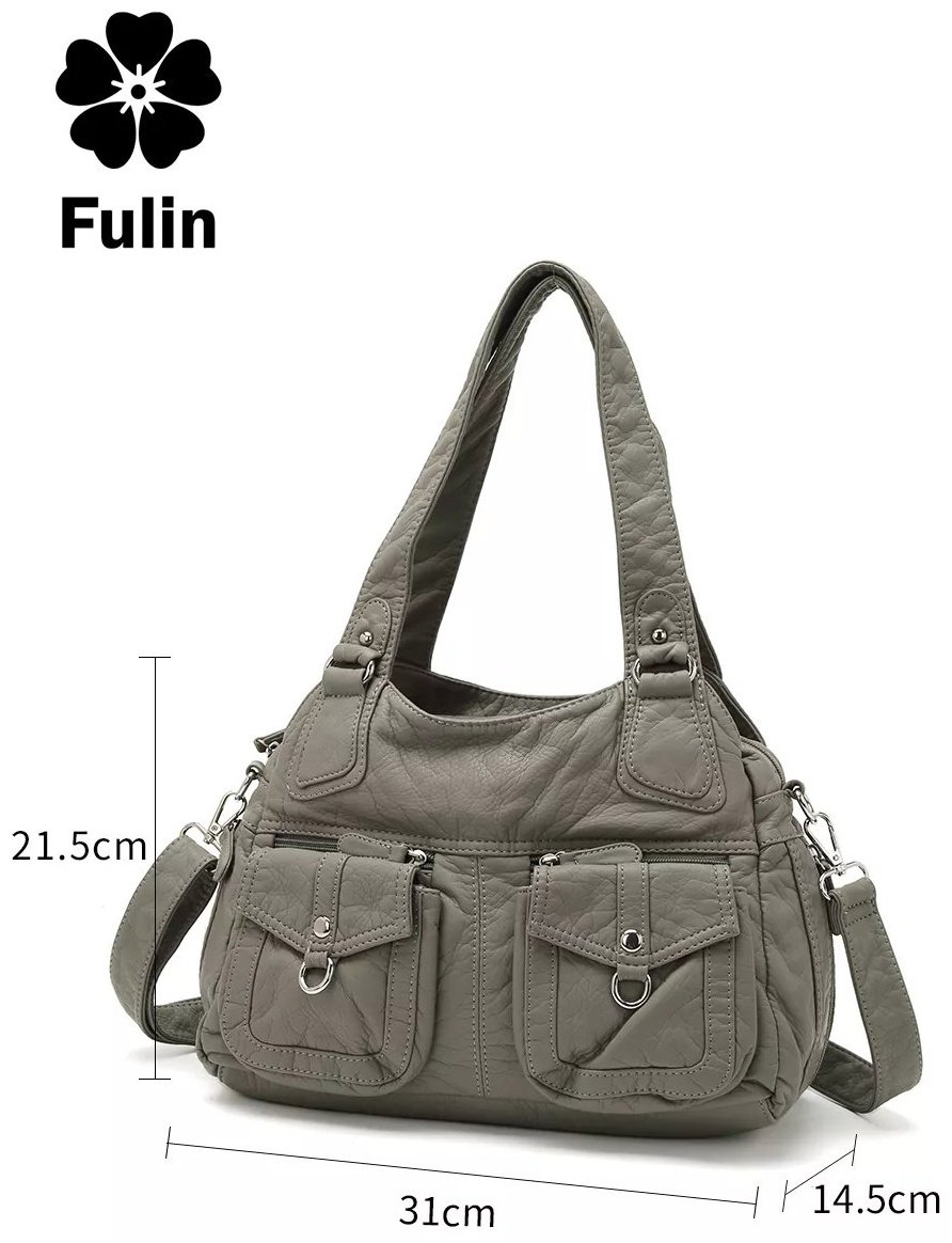 Мини-сумка FULIN экокожа серый купить,NaN
