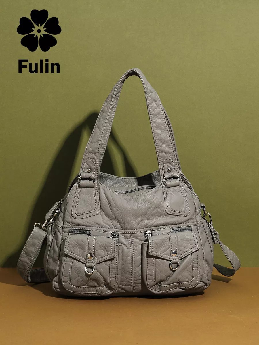 Мини-сумка FULIN экокожа серый купить,NaN