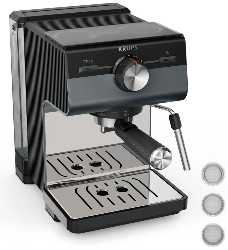 Кофеварка Krups Authentic+XP384G10 черный, серебристый - ForteMarket Кофеварка Krups Authentic+XP384G10 черный, серебристый купить,0