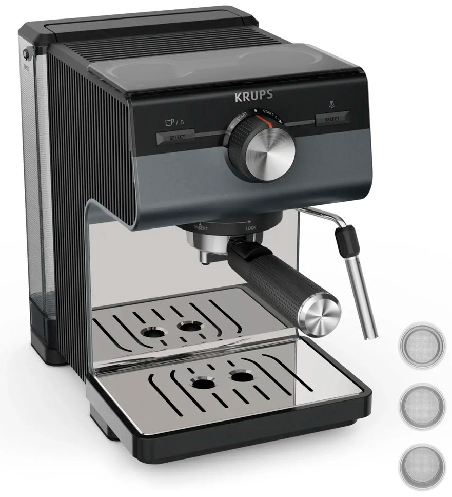 Кофеварка Krups Authentic+XP384G10 черный, серебристый купить,NaN
