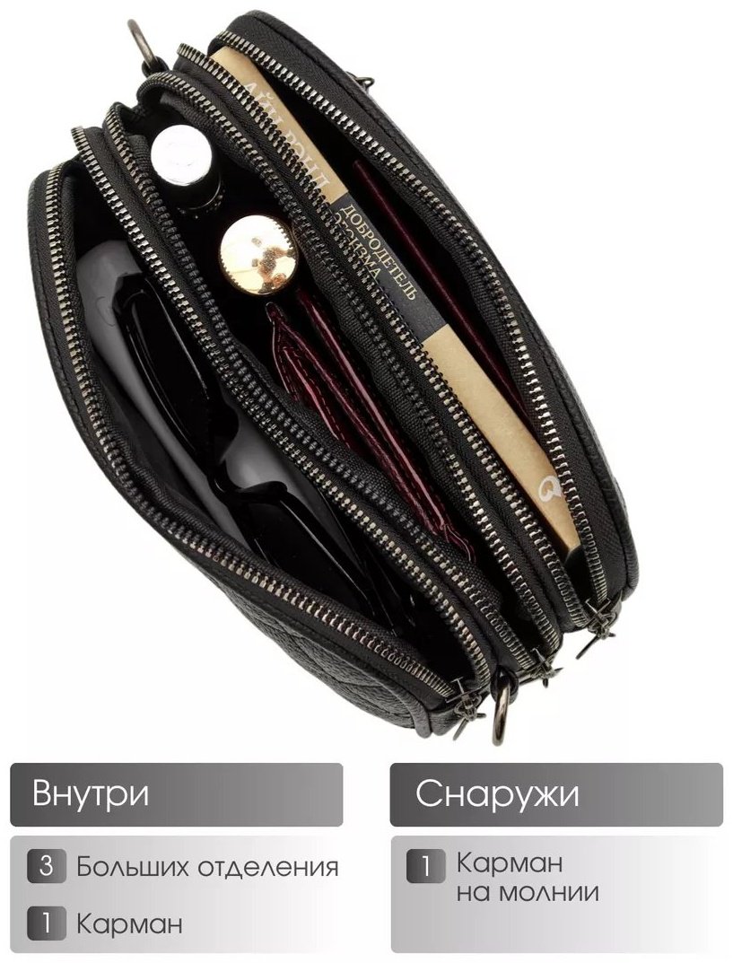 Сумка кросс-боди millionbags натуральная кожа черный купить,NaN