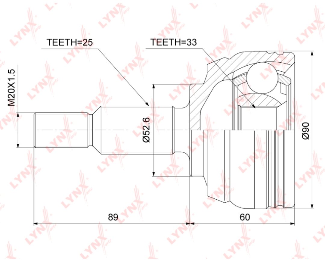 LYNXauto шрус наружный CO-3845 купить,NaN