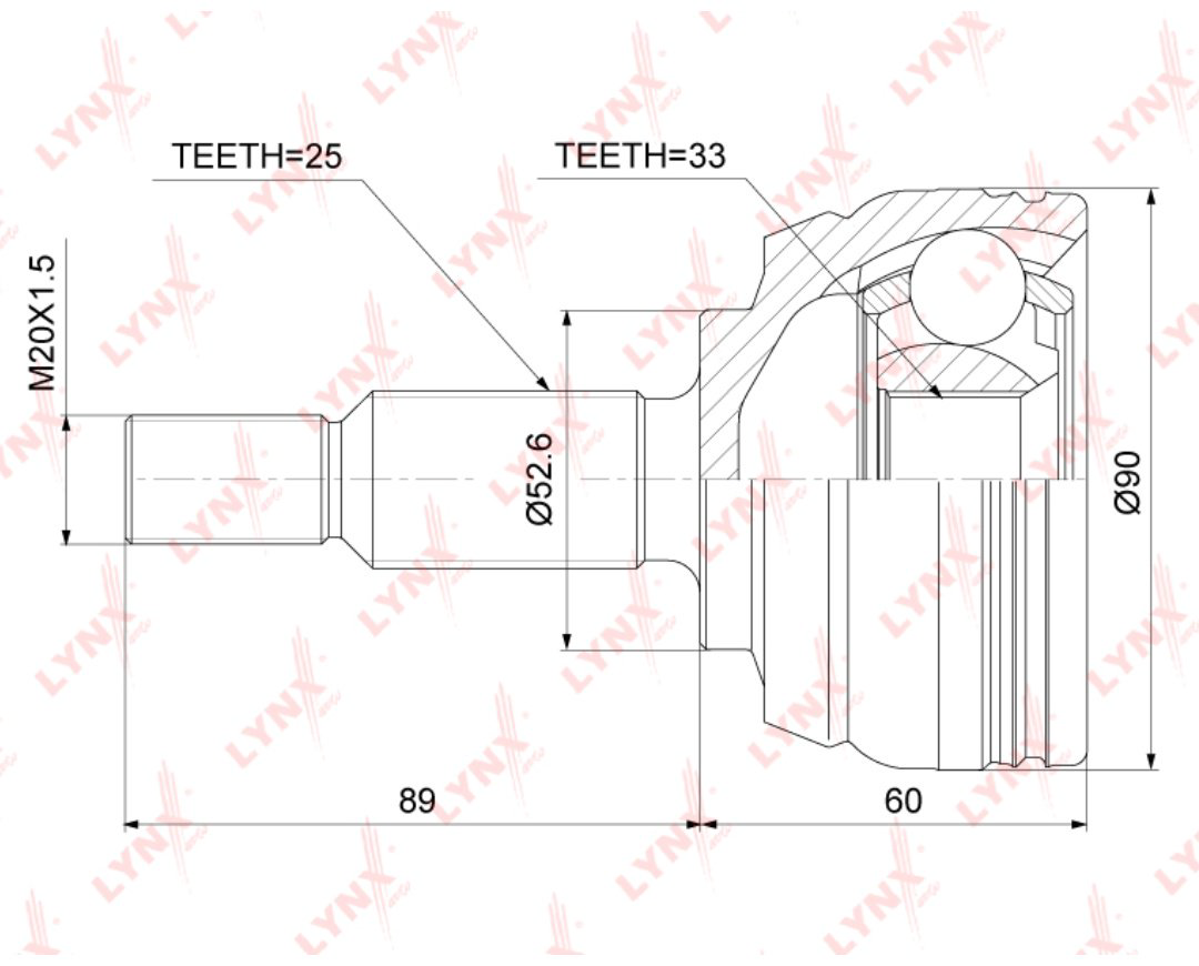 LYNXauto шрус наружный CO-3845 купить,NaN