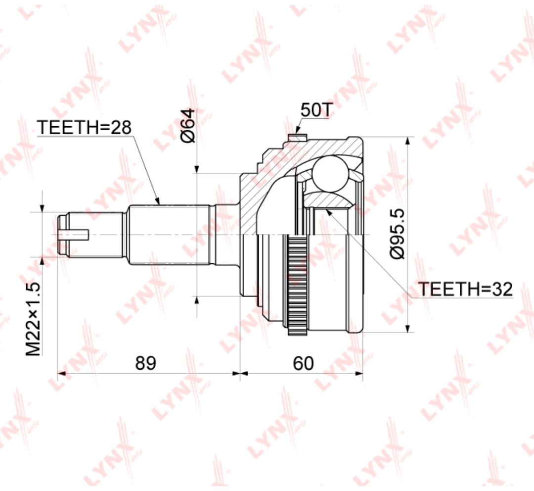 LYNXauto шрус наружный CO-3414A купить,NaN