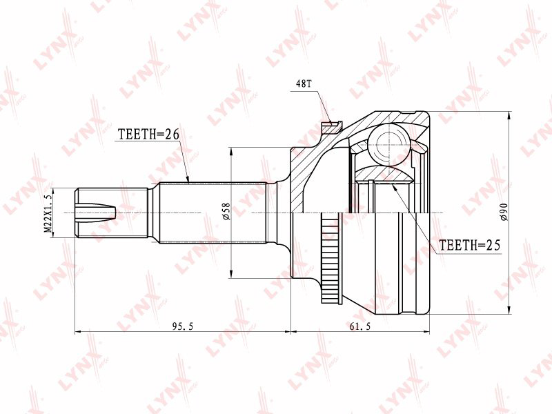 LYNXauto шрус наружный CO-3647A купить,NaN