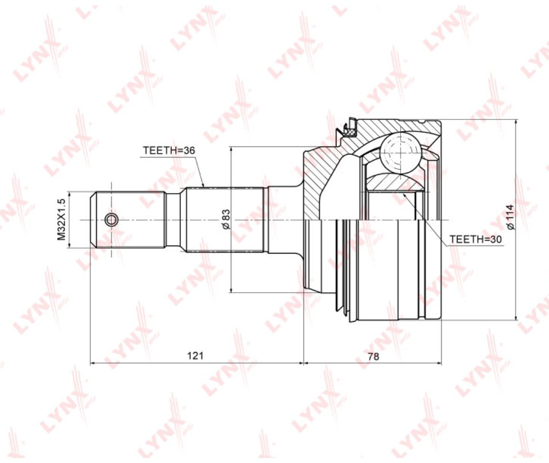 LYNXauto шрус наружный CO-3709 купить,NaN