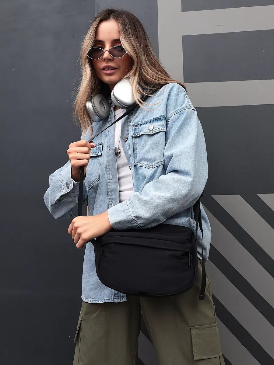 Сумка кросс-боди MiniBags полиэстер черный купить,NaN