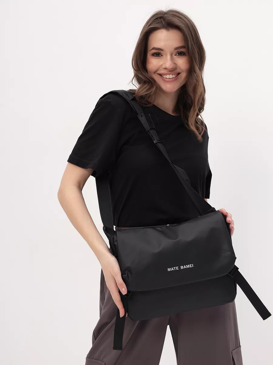 Сумка кросс-боди MiniBags полиэстер черный купить,NaN